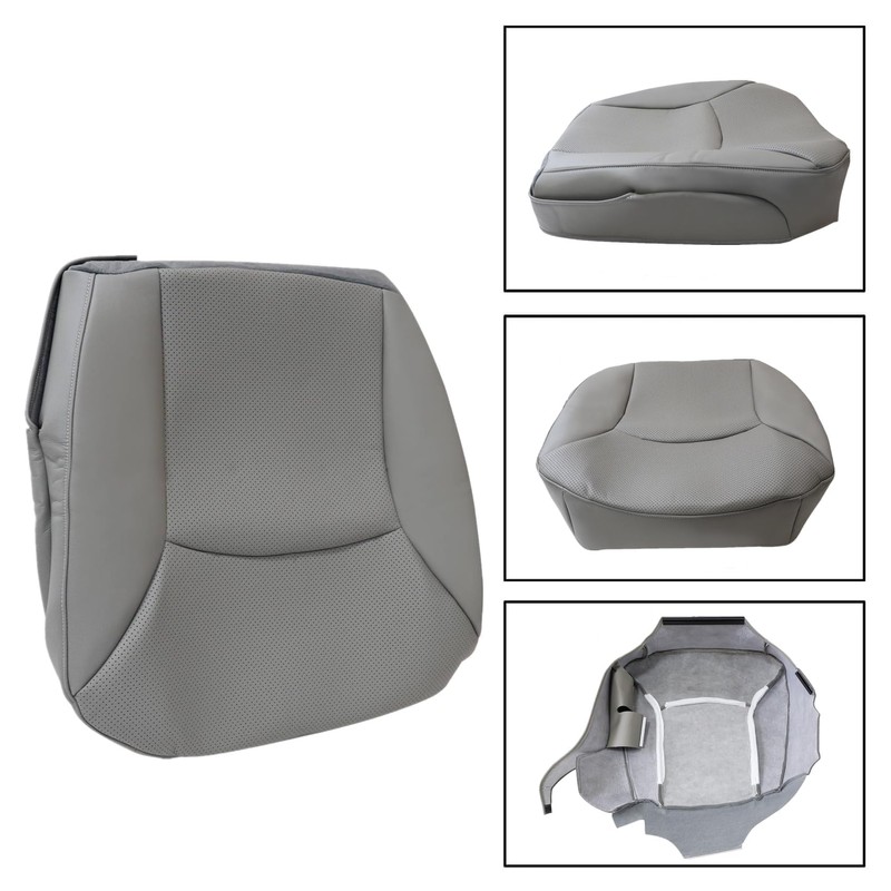 FZJDSD Gray Driver Side Bottom Perforated Leather Replacement Seat Cover