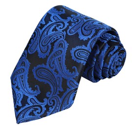 KissTies Mens Fashion Royal Blue Tie Paisley Formal Business Necktie + Gift Box