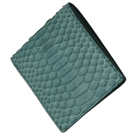 Bliss Leather Feng Shui Rising Money Fortune [Diamond Python] Genuine Snakeskin Single Layer Leather Bi-fold Wallet, Genuine Leather, For Men and Women, green