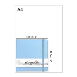 5" x 5" Square Handy Pocket Hardcover PU Leather Sketchbook,58 Sheets 150 GSM Beige Dowling Paper, Acid Free Art Sketch Book Artistic Drawing Painting Writing Paper for Beginners Artists.Blue