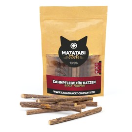 CanadianCat Company | Matatabi Sticks im Beutel (wiederverschließbar) - Zahnpflege-Knabberstangen für Katzen (10 STK/Tüte)