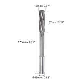 sourcing map Clamping Reamer 17 mm H7 4241 High Speed Steel Spiral Grooves Lathe Reamer Cutter