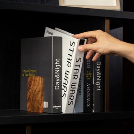 TILISMA Wooden Single Book End | Handmade Walnut Book Ends for Shelves | Wood Bookends for Heavy Books | Decorative Slim Bookend for Desk | Modern Book Stopper | Book Accessories for Readers (Single)