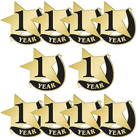 1 Year Award Pin, 1 Year Of Service Pins, Sold In Packs Of 10