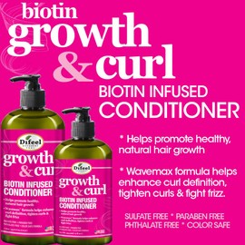 Difeel Growth and Curl Biotin Conditioner 33.8 oz. - Hair Condtioner for Curly Hair, Conditioner Curly Hair