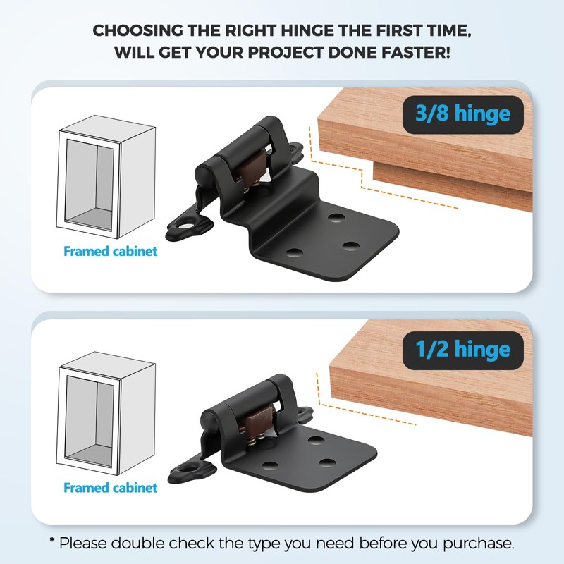 40 Pack (20 Pairs) 3/8 Inch Insert Kitchen Cabinet Hinges,