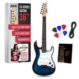 LyxPro CS 30” Electric Guitar Kit for Beginner, Intermediate & Pro Players with Guitar, Amp Cable, 6 Picks & Learner’s Guide | Solid Wood Body, Volume/Tone Controls, 5-Way Pickup - Blue