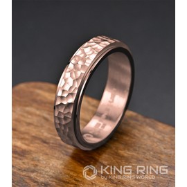 King Ring 6mm Spinner Hammered Ring – Shining Fidget Ring for Stress Relief Stainless Steel Spin Rotating Ring for Men & Women K39V2 – Rose 8