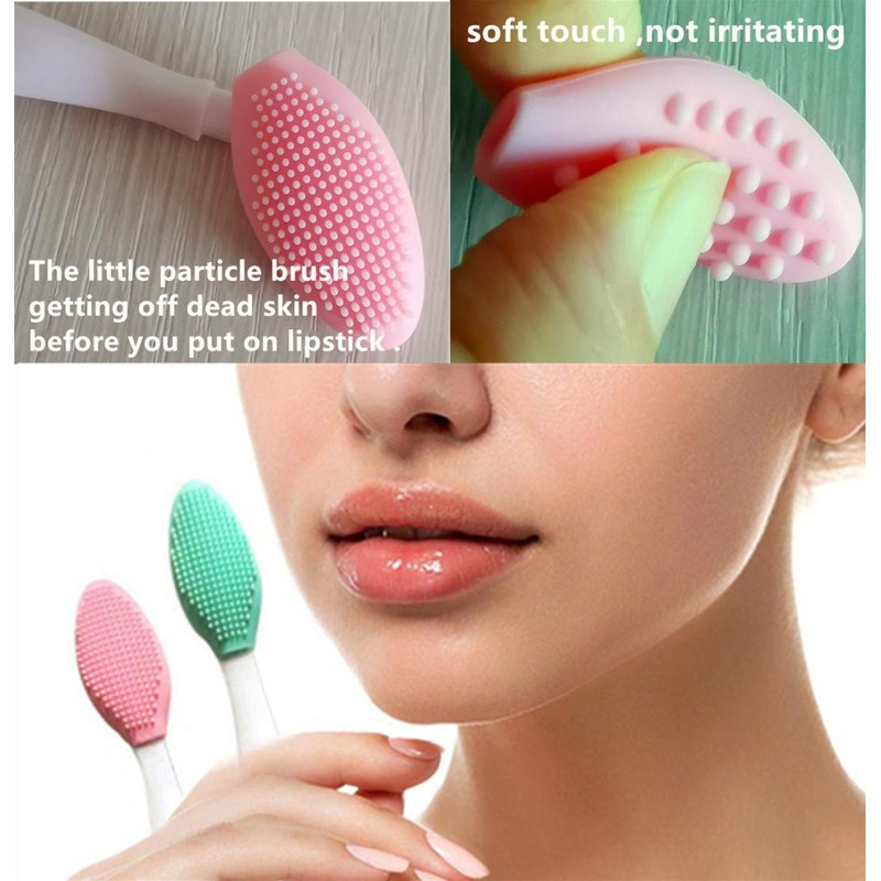 3 Pcs Lip Scrub Brush,Lip Scrubber Exfoliator,Double-Sided Silicone Lip Brush