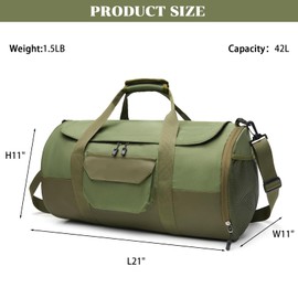 BSHG Gym Bags For Men & Women, Sports Duffel Bag For Men Travel, Weekend Overnight Bag With Shoe Compartment & Wet Pocket, Water Resistant Workout Duffle Bag Athletic Gym Bag Men B-BA-002-Green