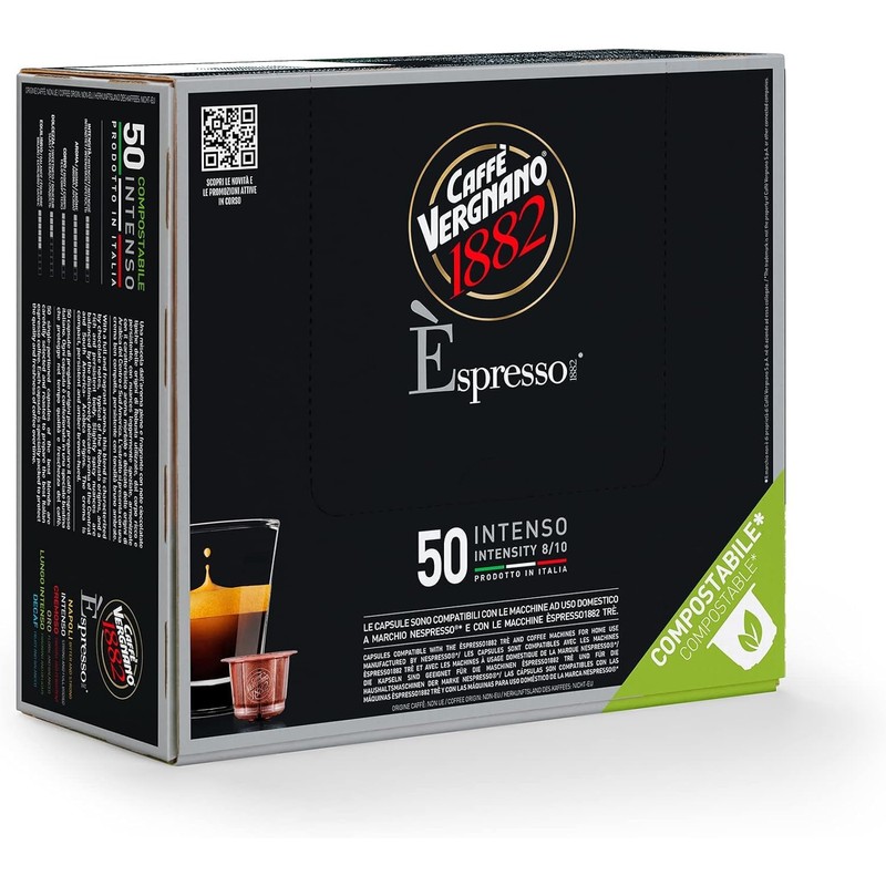 Caffè Vergnano 1882 - Èspresso Compostable Coffee Capsules, Compatible with