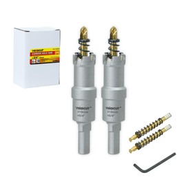 3/4 Inch Carbide Hole Saw, 2pcs Hole Cutter Carbide Tipped with Pilot Drill Bit, TCT Hole Saws for Stainless Steel, Metal, Iron, Copper, Brass, Plastic, Wood