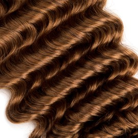 Human Braiding Hair for Boho Braids 14 inches Human Hair for Braiding No Weft Deep Wave 4 Bundles/Pack (Total 100G) #30 Color