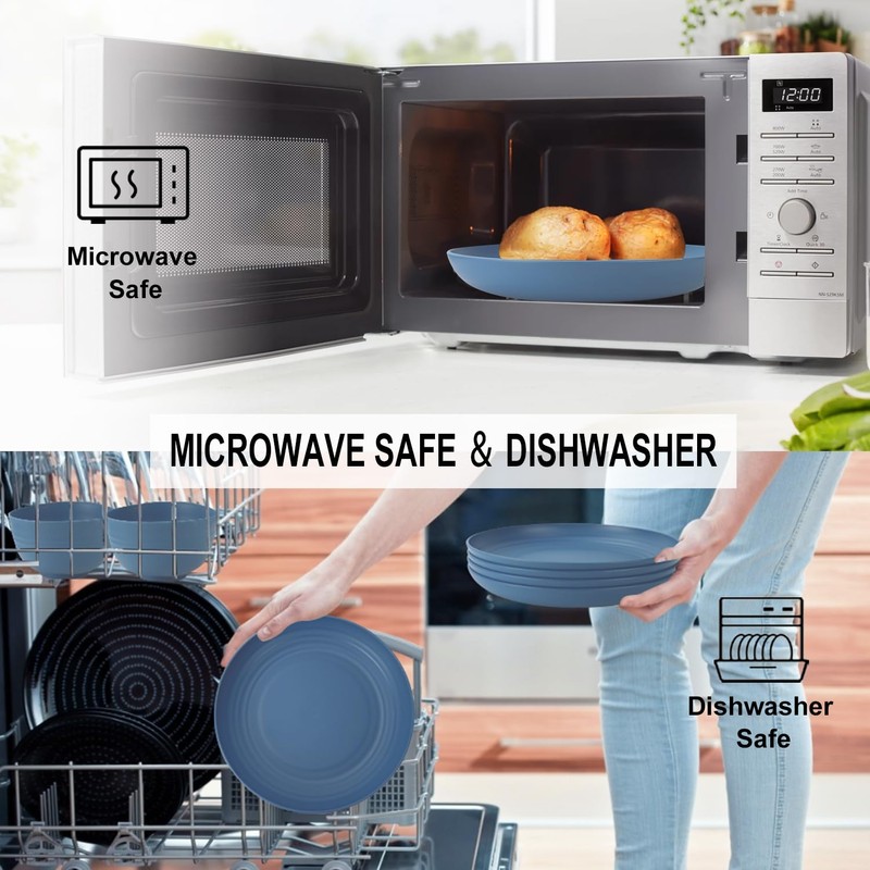 28-Piece Wheat Straw Dinnerware Sets, Microwave & Dishwasher Safe Unbreakable