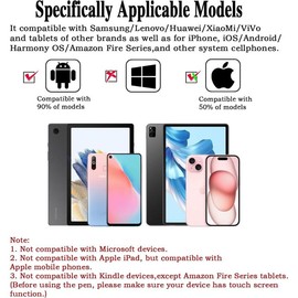 Stylus Pen for Android and IOS Touch Screen Pen,Tablet Pencil with 4 Pom Tip, Phone Stylus Compatible with ///Mi/ and Other Android Smartphone and Tablet Devices - Black - Colour: Black