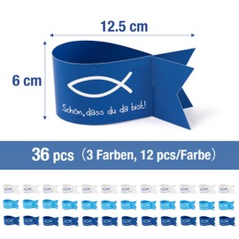 MEJOSER Pack of 36 Table Decorations Fish Communion Confirmation Christening Decoration Table Blue White Confirmation Communion Decoration Boy DIY Crafts Beautiful That You Are Here Gifts