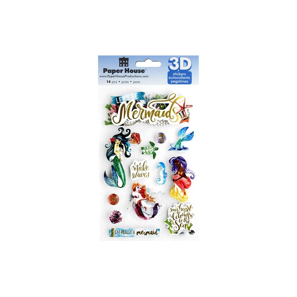 PAPER HOUSE PRODUCTIONS 3D STICKERS MERMAIDS, us:one size