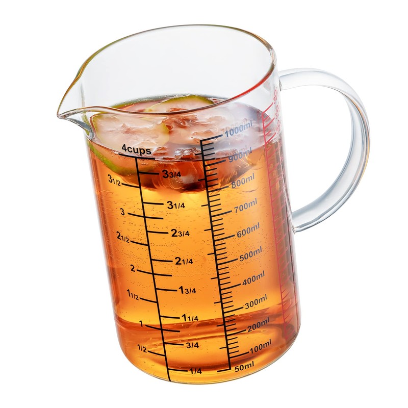 Ackers BORO3.3 Glass Measuring Cup-[Insulated handle | V-Shaped Spout]-Made of