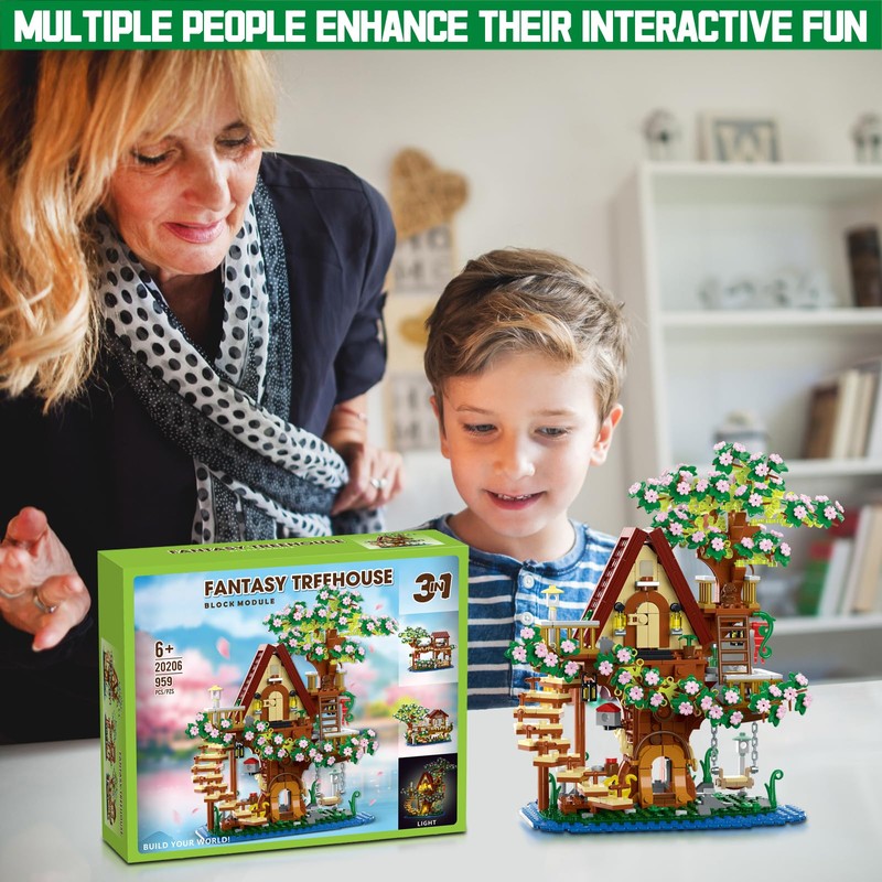 YCJZXMS 3-in-1 Sakura Tree House Building Set (3-in-1 Sakura Tree