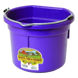 Little Giant P8FBPURPLE 2 Gallon All Purpose Heavy Duty Farm Flat Back Plastic Buckets for Supplies, Toys, Laundry, and Water, Purple, (6 Pack)