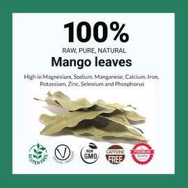 Akshit Dried Mango Leaves, Leaf Tea, Natural Dried Leaves, Hojas De Mango Secas, 5.2 oz, Non-GMO, Loose Leaf Tea, Caffeine-Free.