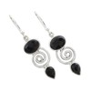 NOVICA Artisan Handmade Onyx Dangle Earrings Sterling Silver from India