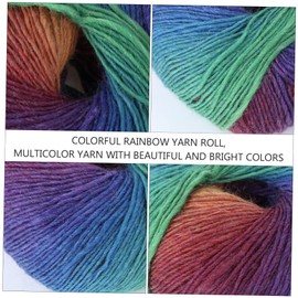 OHPHCALL 2sets Colorful Rainbow Wool Yarn for Knitting and Crocheting Accessories Soft and Durable for Hats Clothing Socks and Craft Projects Multi Color Easy to Work 2roll*2