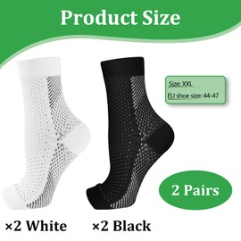 CJMUQHEHH 2 Paar Orthopädische Kompressionssocken, Kompressionsstrümpfe für Herren, Fersen und Plantarkompressionsstrümpfe, Schützende Kompressionsstrümpfe für Herren, Schwarz, Weiß, L (Gr. 44-47)