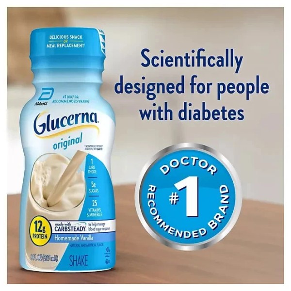 Glucerna 48 PACK - Glucerna Therapeutic Nutrition Shake, Homemade Vanilla,