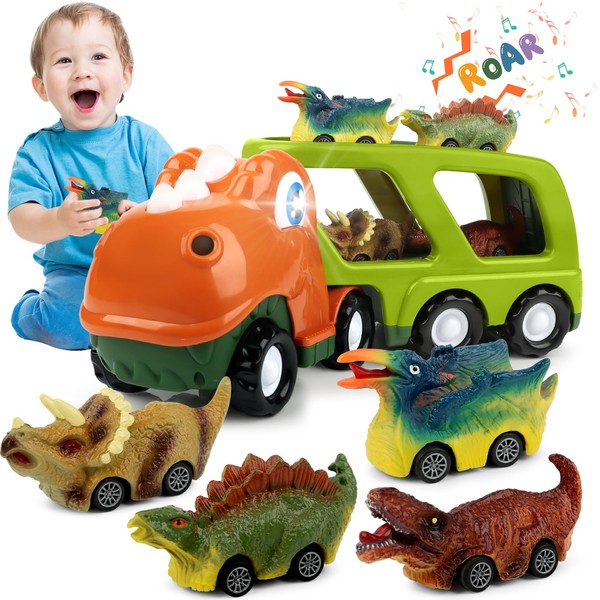 Nicmore Toddler Toys Dinosaur Toy Cars: Kids Toys for 2 3 4 Year Old Boys | Toddler Toys Age 2-3 2-4 Carrier Truck Baby Toys 18-24 Months Christmas Birthday Gift for Kids