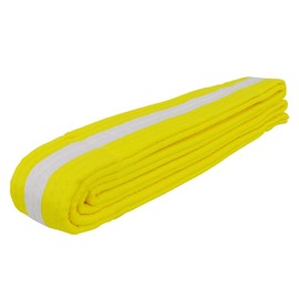 AAMA Color Belts with White Stripe for Martial Arts - Taekwondo Karate Judo - Yellow w/White Stripe - Size 2