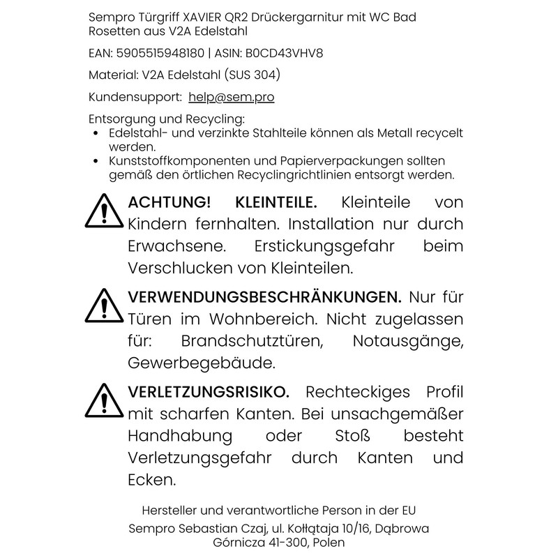Sempro Xavier Door Handles - Premium Handle Set for Room