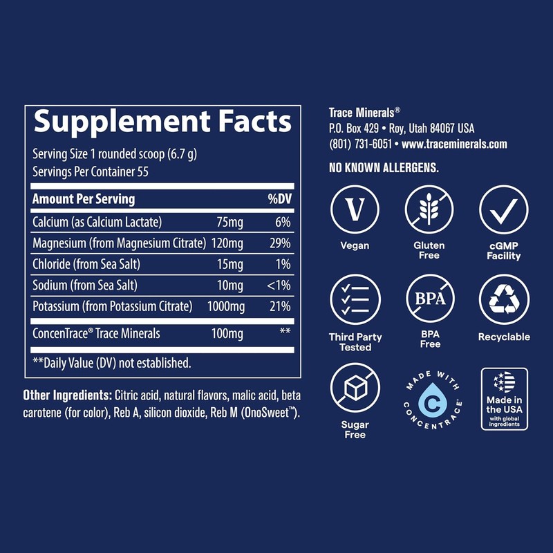 Trace Minerals Keto electrolitos cetogénicos en polvo, Naranja, 369 g