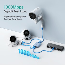 MT-VIKI Upgraded POE Ethernet Splitter 1 to 3 1000Mbps, (No Power Supply Required), POE Gigabit Dual RJ45 Splitter for Cat5e/6/7/8 Cable, Work with POE IP Camera, POE Switch and More