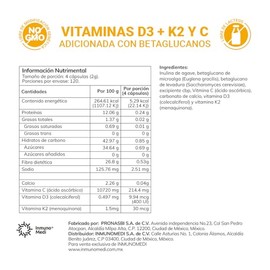 DK Fort5 | Vitamina D3 400 UI + K2 + Vitamina C | Betaglucanos e Inulina | Apoyo Inmune y Óseo | Alta Absorción | 120 Cápsulas