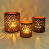 Set of 3 Oriental Tea Light Holders Zalia Metal Black