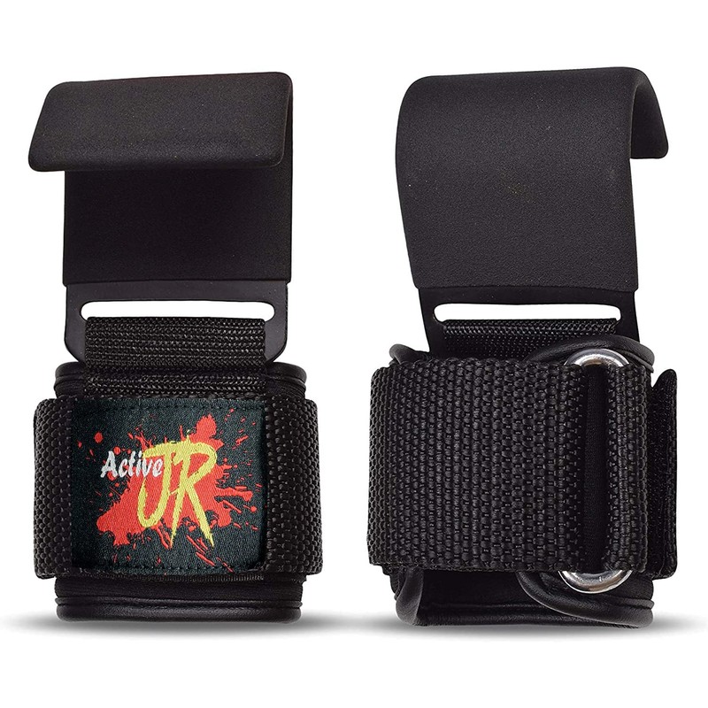 Weight Lifting Hook Handle (Pair) with Lifting Wrist Straps for