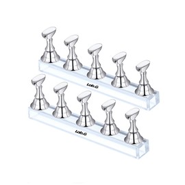 Muestrario Uñas Dedo Practica Soporte De Uñas Magnético 2kit Lab.G Plateado