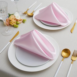 Counfeisly 100 Pack Square Satin Dinner Napkins, 20x20 Inches Silky Soft Smooth Table Cloth Napkins for Restaurant Weddings Banquet Party Decoration, Pink