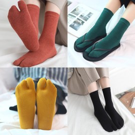 momee Women's Tabi Socks, Breathable, Deodorizing, Crew Length, Plain, Cotton Blend, Women's Socks, Sweat Absorbent, Quick Drying, Comfortable Socks, 5 Pairs, Multi Color A