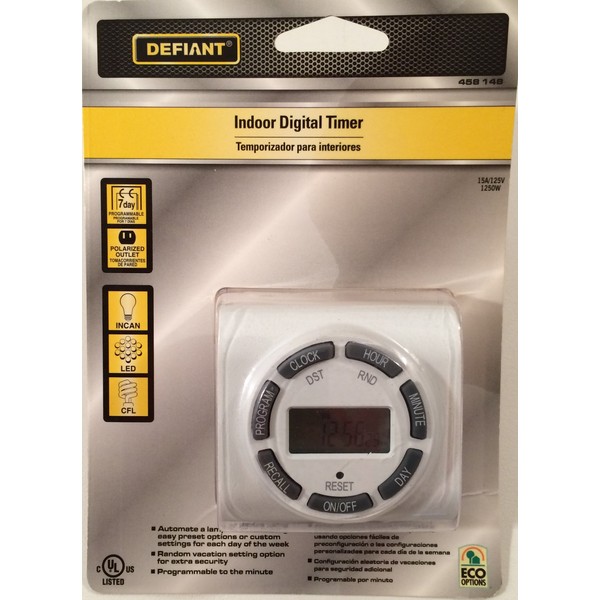 Defiant 15 Amp 7-Day Plug-In Digital Polarized Timer