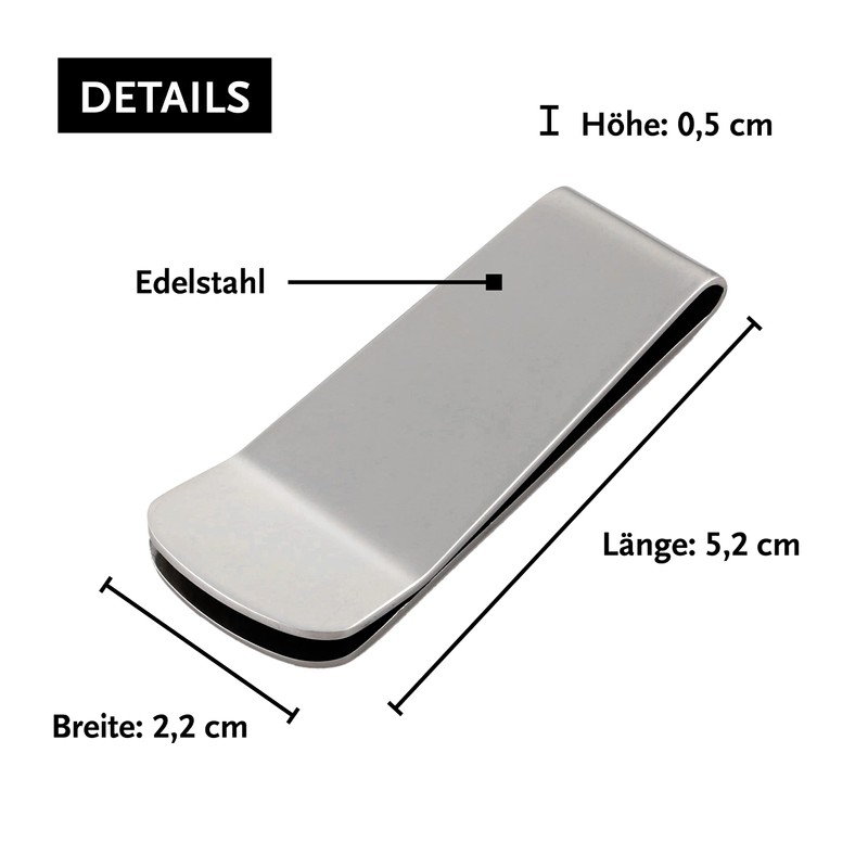 DonDon Men's Money Clip Stainless Steel Silver