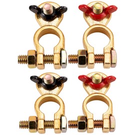 CZC AUTO Battery Terminals Solid Brass Clamps Connectors with Color Coded Wing Nuts, Quick Release for RV Motorbike Car Truck Boat Caravan, 2 Pairs
