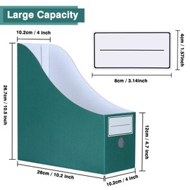 Srvnpioy Pack of 6 Magazine File Holder with Lables, Cardboard Magazine files, Recyclable Magazine Rack, Document File Organiser rack for Office School Home, Green