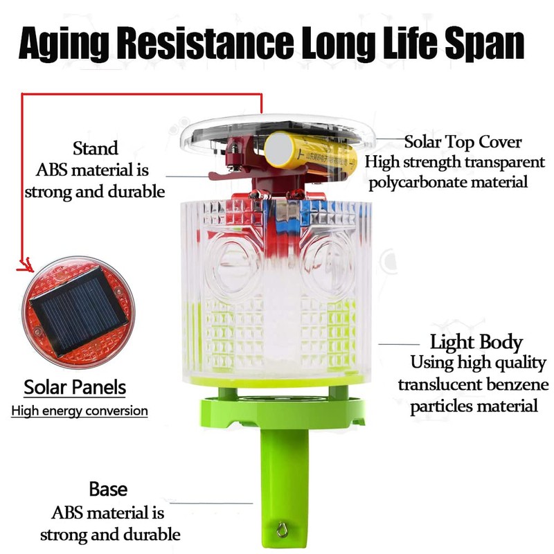 LEDHOLYT Solar Strobe Warning Light, Super Bright Single Column Solar