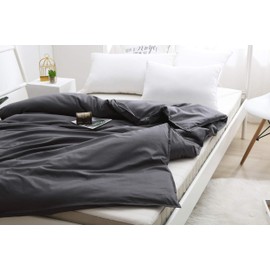 F.Y.Dreams Weighted Blanket Duvet Cover 60x80 inches with 8 Ties,Zipper on Long Side/100% Cotton, Dark Grey/Just Duvet Cover