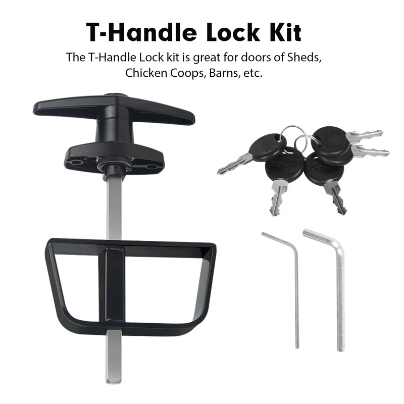 Shed Door Latch T-Handle Lock Kit with 5 Keys EFFIBUILD