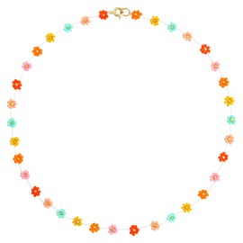 KELITCH Daisy Flower Choker Necklaces Handmade Colourful Beads Necklaces for Women Beach Necklaces, Bead