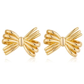 HolidayQbee Gold Bow Earrings Bow Earrings For Women Bow Jewelry Bow Gold Earrings Gold Bow Dangle Earrings Fashion Bow Earings Jewelry Gift