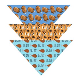Native Pup Thanksgiving Dog Bandana | 3 Pack | Fall Leaves, Turkey, Leg Day (Thanksgiving Pack 1, Large)